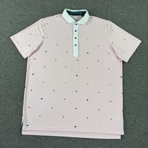 Greyson Shirt Mens XL Pink Polo Golf Micro Print Wolf Logo Short Sleeve Athletic